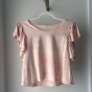LoveShackFancy Pink Ruffle Sleeve Top
